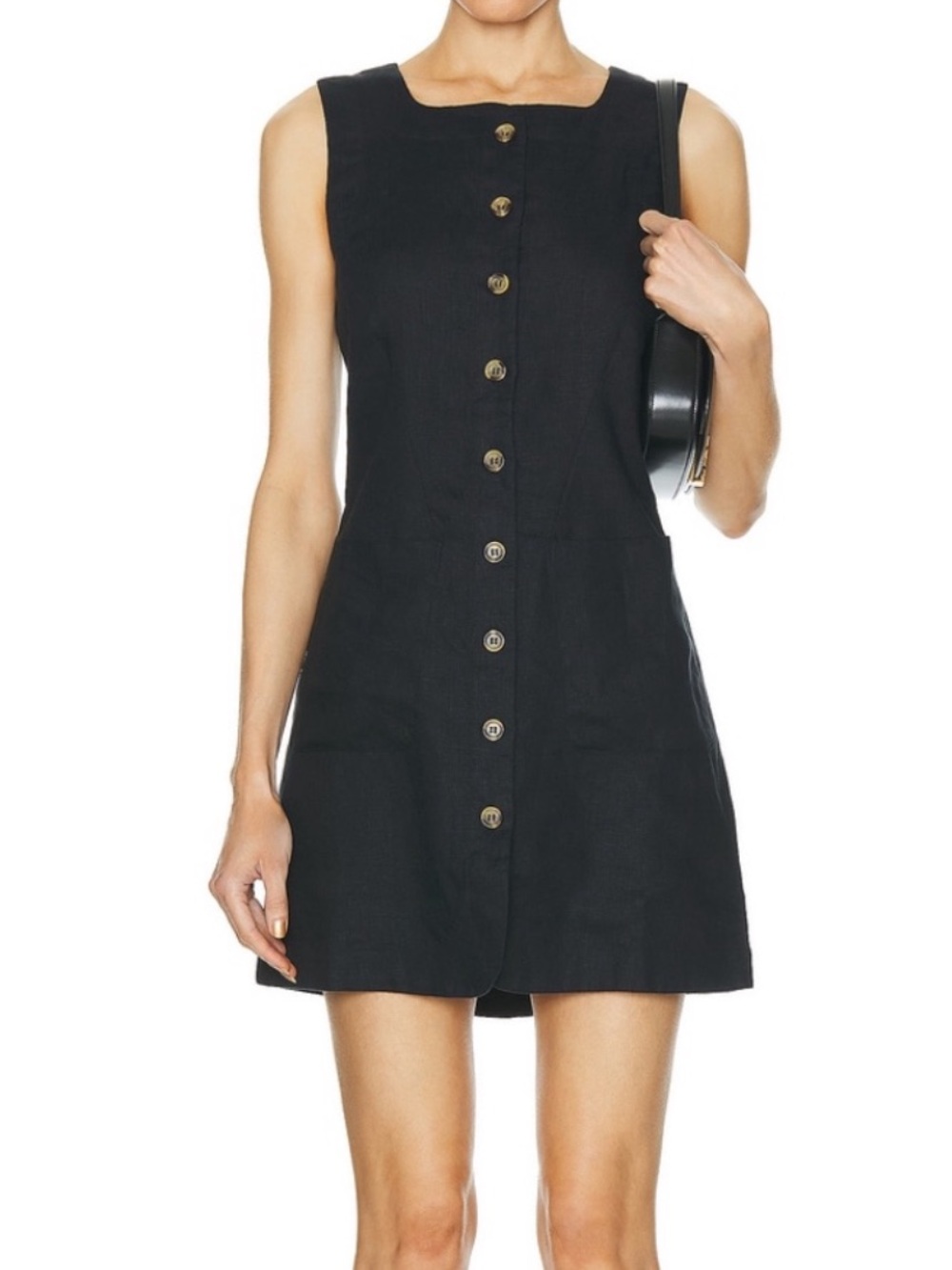 Posse Emma Button Down Mini Dress Black XS